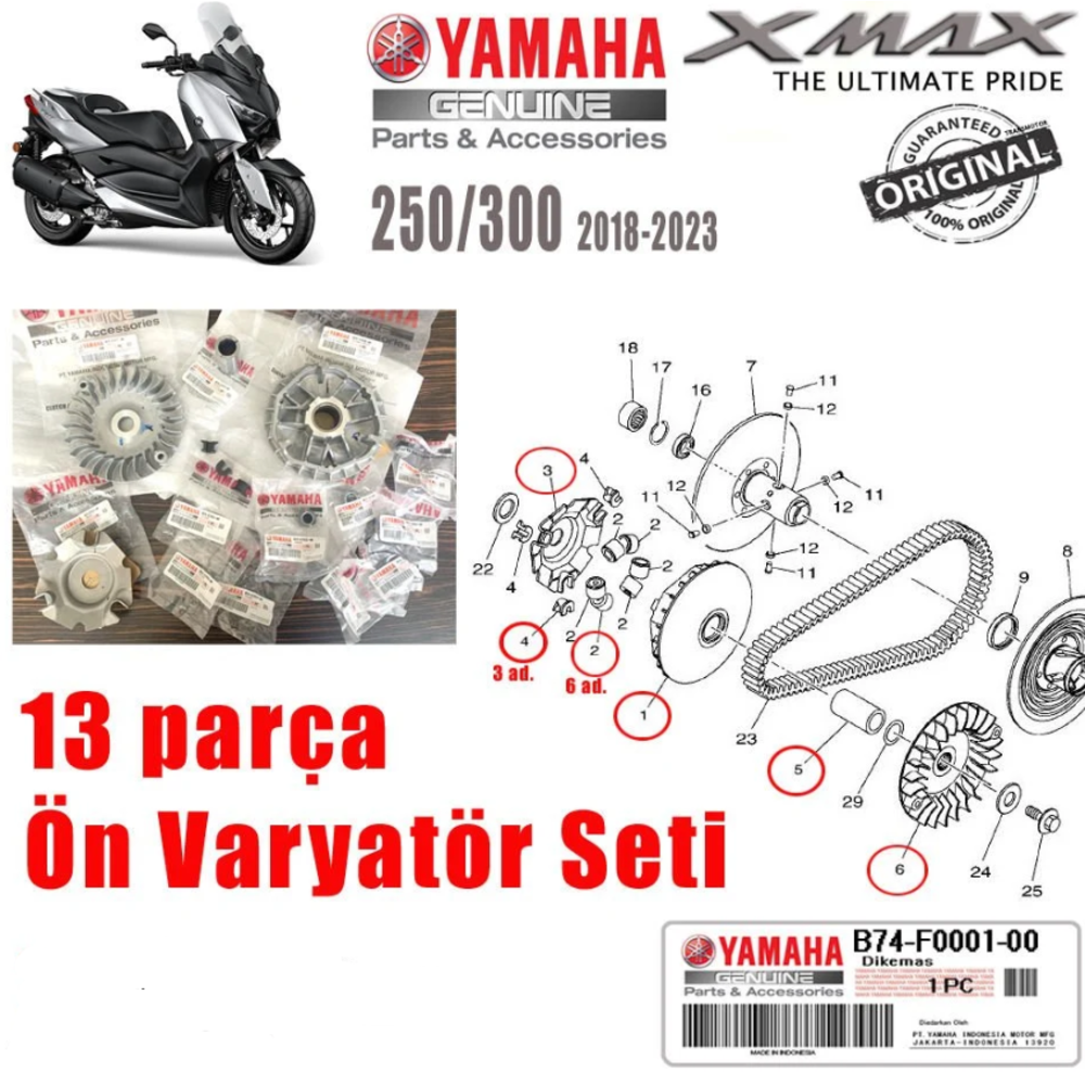 Orijinal Xmax Ironmax Techmax 2018-2023 Ön Varyatör Seti 13 Parça